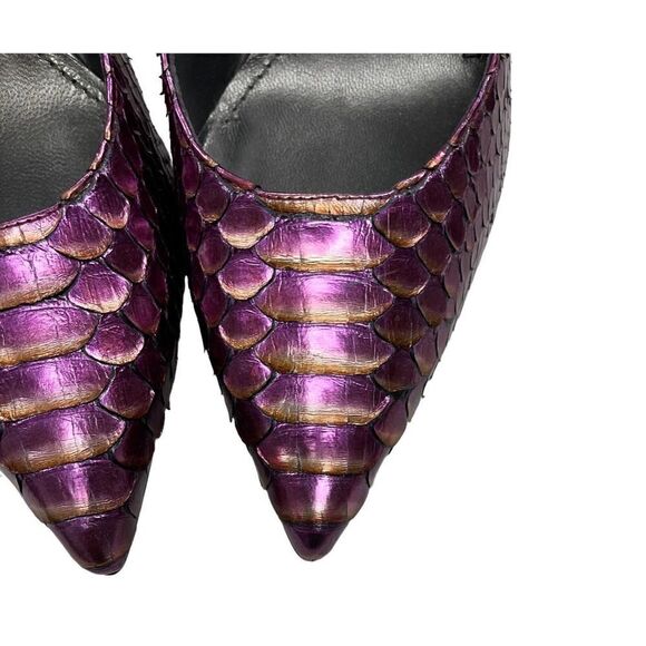 Stuart Weitzman Python Snakeskin Pyrple Metallic Heels Pumps Size 7.5 New - Picture 2 of 7